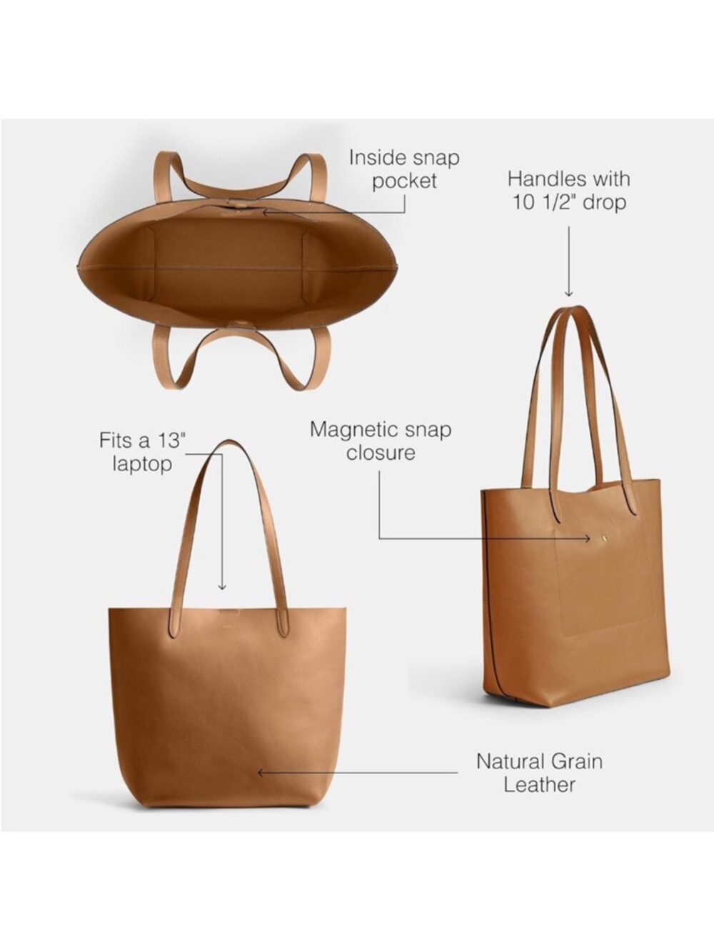 Coach Manhatan Tan Leather Tote Bag - Picture 8 of 13